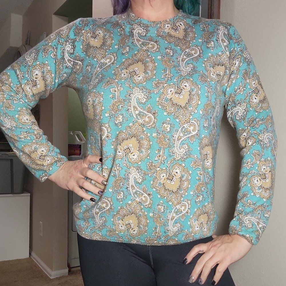 Kim Rogers CrewNeck Paisley Sweater Size Large